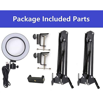 AceTaken Webcam Light Stand with Adjustable 6'' LED Ring Light