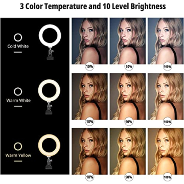 AceTaken Webcam Light Stand with Adjustable 6'' LED Ring Light