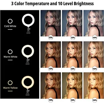 AceTaken Webcam Light Stand with Adjustable 6'' LED Ring Light