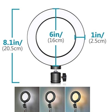 AceTaken Webcam Light Stand with Adjustable 6'' LED Ring Light