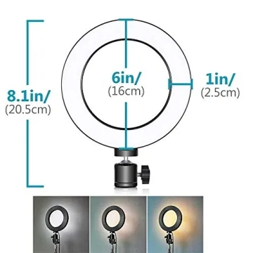 AceTaken Webcam Light Stand with Adjustable 6'' LED Ring Light