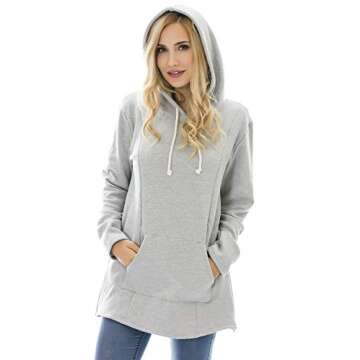 Bearsland Women's Winter Sporty Hoodie Breastfeeding Nursing Top,Gray,X-Large