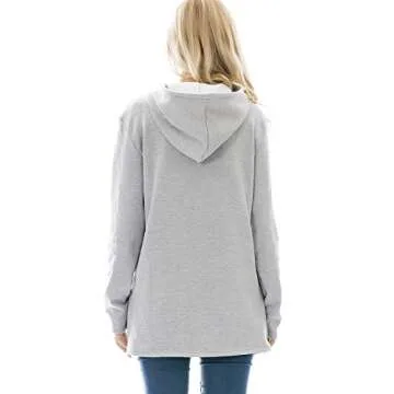 Bearsland Women's Winter Sporty Hoodie Breastfeeding Nursing Top,Gray,X-Large