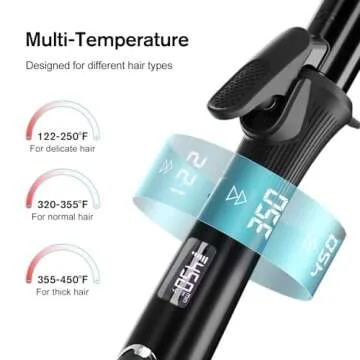 1 Inch Curling Iron with Clipped Tourmaline Ceramic Barrel Professional Hair Curler up to 450°F Dual Voltage for Traveling 60 Mins Auto Off Suit for Different Hairstyle (Black, 1 Inch)