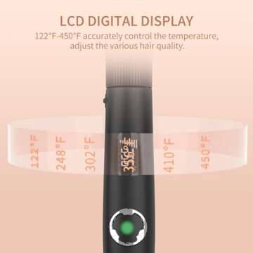 1 Inch Curling Iron with Clipped Tourmaline Ceramic Barrel Professional Hair Curler up to 450°F Dual Voltage for Traveling 60 Mins Auto Off Suit for Different Hairstyle (Black, 1 Inch)