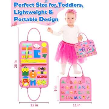 Gojmzo Busy Board Montessori Toys for 1 2 3 4 Year Old Girl Birthday Gifts, Busy Book Sensory Toys for Toddlers 1-3 2-4, Learning Educational Toddler Travel Activities