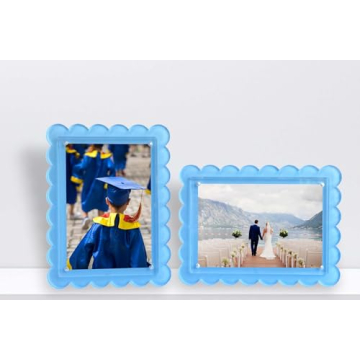 Elegant Pastel Blue Scalloped Photo Frame Set for Stylish Display