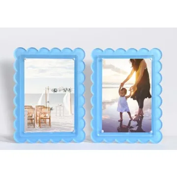 Elegant Pastel Blue Scalloped Photo Frame Set for Stylish Display