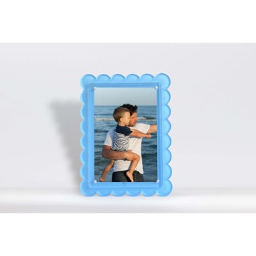 Elegant Pastel Blue Scalloped Photo Frame Set for Stylish Display