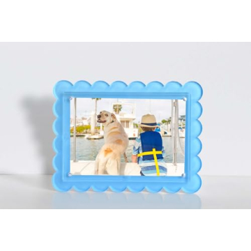 Elegant Pastel Blue Scalloped Photo Frame Set for Stylish Display