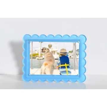 Elegant Pastel Blue Scalloped Photo Frame Set for Stylish Display