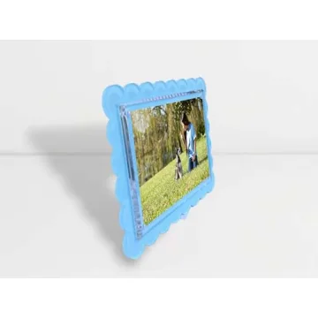 Elegant Pastel Blue Scalloped Photo Frame Set for Stylish Display