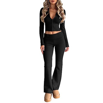 LILLUSORY Two Piece Set: Stylish Knitted Winter Outfit for Women