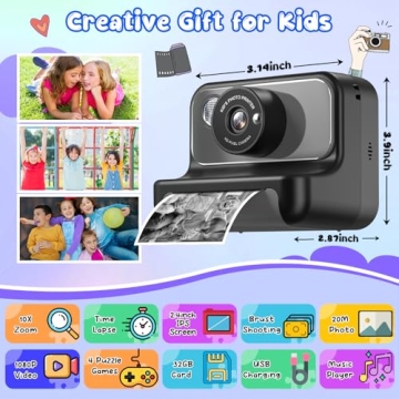 Kids Camera Instant Print - Perfect Gift for 3-12 Year Olds