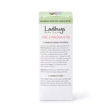 Ladibugs Cradle Cap Remedy Kit, 3oz | Includes Cradle Cap Serum & Fine-Toothed Comb | Effectively Removes Scales & Flakes | Soothes & Softens Scalp