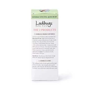 Ladibugs Cradle Cap Remedy Kit, 3oz | Includes Cradle Cap Serum & Fine-Toothed Comb | Effectively Removes Scales & Flakes | Soothes & Softens Scalp