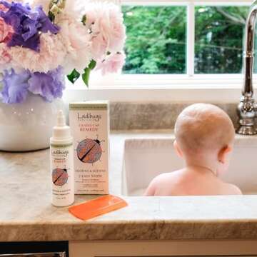 Ladibugs Cradle Cap Remedy Kit, 3oz | Includes Cradle Cap Serum & Fine-Toothed Comb | Effectively Removes Scales & Flakes | Soothes & Softens Scalp