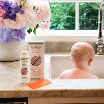 Ladibugs Cradle Cap Remedy Kit, 3oz | Includes Cradle Cap Serum & Fine-Toothed Comb | Effectively Removes Scales & Flakes | Soothes & Softens Scalp