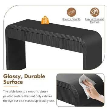 Merax Modern Entryway Table with 2 Drawers, Apricot Cream Rounded Silhouette and Smooth Surface Console Table for Living Room