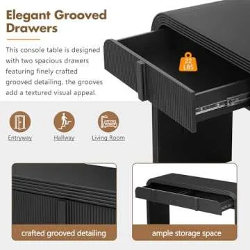 Merax Modern Entryway Table with 2 Drawers, Apricot Cream Rounded Silhouette and Smooth Surface Console Table for Living Room