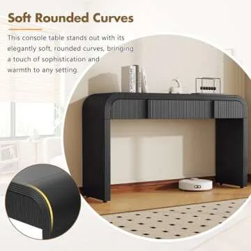 Merax Modern Entryway Table with 2 Drawers, Apricot Cream Rounded Silhouette and Smooth Surface Console Table for Living Room