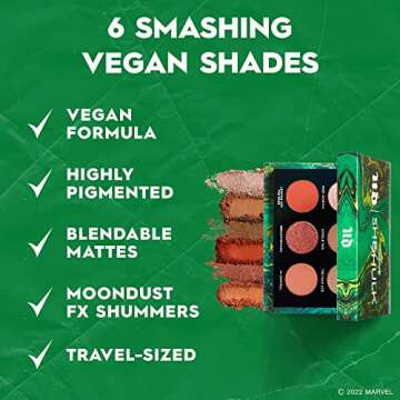 Urban Decay x Marvel Studios She-Hulk Mini Eyeshadow Palette - 6 Limited-Edition Matte & Moondust FX Shimmer Shades - Ultra-Blendable & Richly Pigmented - Vegan
