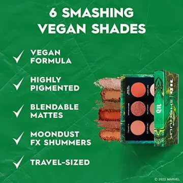 Urban Decay x Marvel Studios She-Hulk Mini Eyeshadow Palette - 6 Limited-Edition Matte & Moondust FX Shimmer Shades - Ultra-Blendable & Richly Pigmented - Vegan