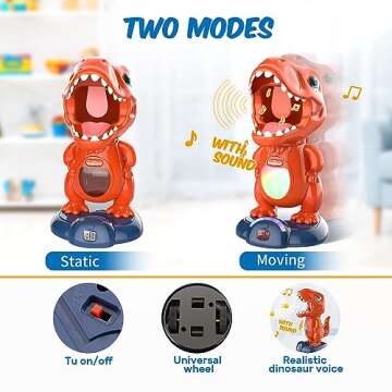 Movable Dinosaur Shooting Toys for Kids Games with 2 Air Pump Gun, Party Toys with Score Record, LED...