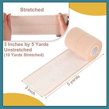 4 Rolls Elastic Tape Adhesive Elastic Tape Self Adhesive Bandage Wrap Flexible Stretch Bandages for ...