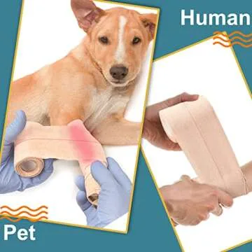 4 Rolls Elastic Tape Adhesive Elastic Tape Self Adhesive Bandage Wrap Flexible Stretch Bandages for Sports Ankle, Knee and Wrist Sprains Animal Pets, 5 Yard (3 Inch in Width)
