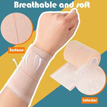 4 Rolls Elastic Tape Adhesive Elastic Tape Self Adhesive Bandage Wrap Flexible Stretch Bandages for Sports Ankle, Knee and Wrist Sprains Animal Pets, 5 Yard (3 Inch in Width)
