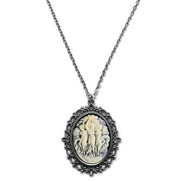 Victorian Vault Three Muses Cameo Steampunk Gothic Pendant Necklace on Chain