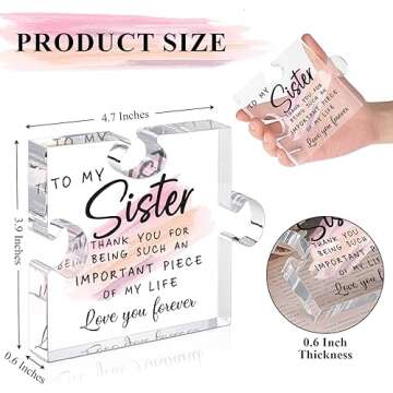 Thoughtful Sister Gift - Unique Acrylic Puzzle Plaque