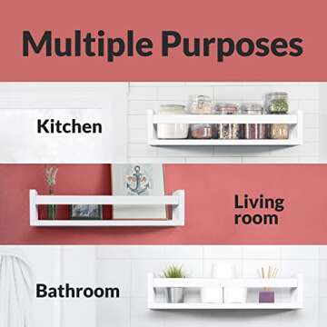Versatile 3-Pack White Floating Nursery Shelves for Organization