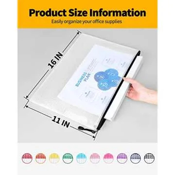 SUNEE Mesh Zipper Pouch 11x16 in (10 Colors, 30 Packs), Large Mesh Zipper Pouch Bags for School Offi...