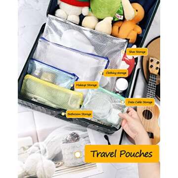 SUNEE Mesh Zipper Pouch 11x16 in (10 Colors, 30 Packs), Large Mesh Zipper Pouch Bags for School Office Supplies, Puzzles & Games, Travel Accessories, Waterproof Zipper Pouches for Organizing