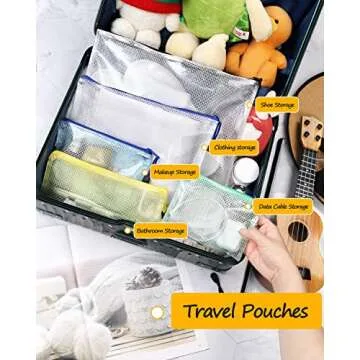 SUNEE Mesh Zipper Pouch 11x16 in (10 Colors, 30 Packs), Large Mesh Zipper Pouch Bags for School Office Supplies, Puzzles & Games, Travel Accessories, Waterproof Zipper Pouches for Organizing