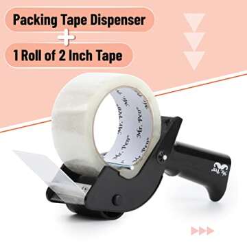 Mr. Pen - Packing Tape Dispenser Gun, Tape Gun with a 2 Inch Roll of Tape, Heavy Duty Packing Tape with Dispenser, Packaging Tape, Tape Gun, Clear Packing Tape, Tape Gun for Packing Boxes, Moving Tape
