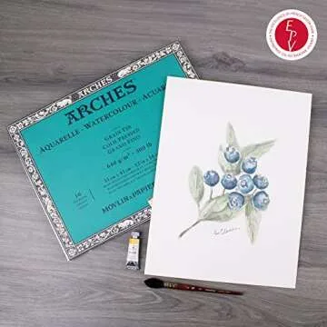 Arches Watercolor Block12x16-inch Natural White 100% Cotton Watercolor Paper - 10 Sheets of Arches 300 lb Watercolor Paper Cold Press - Watercolor Paper Block for Gouache Ink Acrylic and More