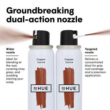 dpHUE Color Touch-Up Spray - Copper, 2.5 oz - Root Cover Up Spray with Dual-Action Nozzle for Precise Root Touch Up & Fast, Total Hair Cover - Gluten-Free, Vegan