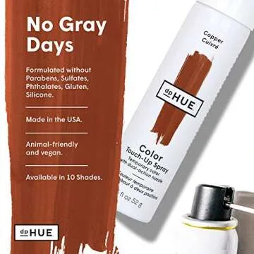 dpHUE Color Touch-Up Spray - Copper, 2.5 oz - Root Cover Up Spray with Dual-Action Nozzle for Precise Root Touch Up & Fast, Total Hair Cover - Gluten-Free, Vegan
