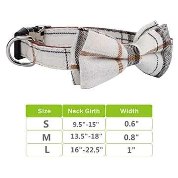 Faleela Soft &Comfy Bowtie Dog Collar,Detachable and Adjustable Bow Tie Collar,for Small Medium Large Pet (L, Beige)