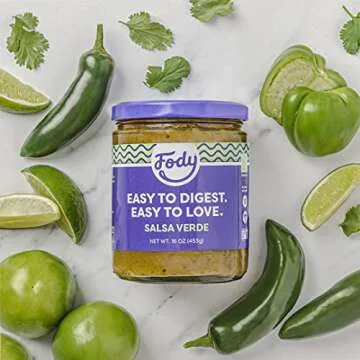 Fody Foods Keto-Friendly Salsa Verde, Fire Roasted, Low Fodmap Certified, Sensitive Recipe, Gut & IBS Friendly, 16 Ounce, Packaging May Vary