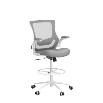 Misolant Tall Office Chair, Drafting Chair for Standing Desk, High Office Chair with Adjustable Lumbar Support, Flip-up Arm and Footrest Ring, Tall Drafting Chair for Bar Height Desk