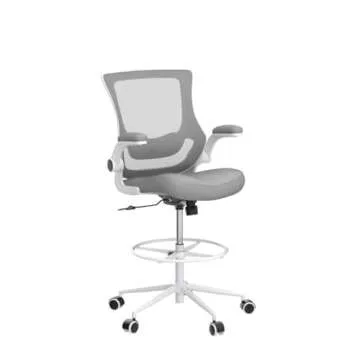 Misolant Tall Office Chair, Drafting Chair for Standing Desk, High Office Chair with Adjustable Lumbar Support, Flip-up Arm and Footrest Ring, Tall Drafting Chair for Bar Height Desk