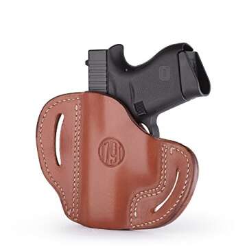 1791 Gunleather Glock 43 Holster, Right Hand OWB G43 Leather Gun Holster for Belts. Fits Glock 43 an...
