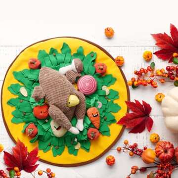 Nocciola 7 in 1 Stuffed Turkey Squeaky Dog Toys, Soft Interactive Enrichment Hide and Seek Dog Chew Toys for Large Medium Small Dogs, Cute Plush Pet Supplies 7 Packs