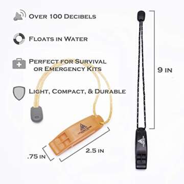 Extra Loud Safety Survival Whistle with Lanyard - Veteran Owned