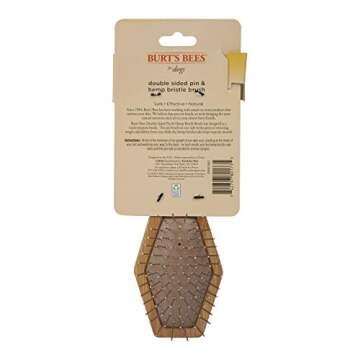 Burt's Bees for Pets Double Sided Pin & Hemp Bristle Dog Brush | Best All-Purpose Dog Brush to Reduce Shedding | for Long & Short Haired Large Dogs, Bamboo