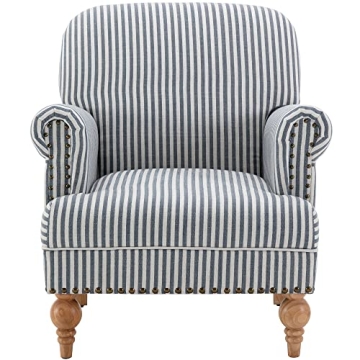 DM Furniture Mid Century Modern Accent Chair Linen Fabric Armchair Wide Reading Chairs Upholstered L...